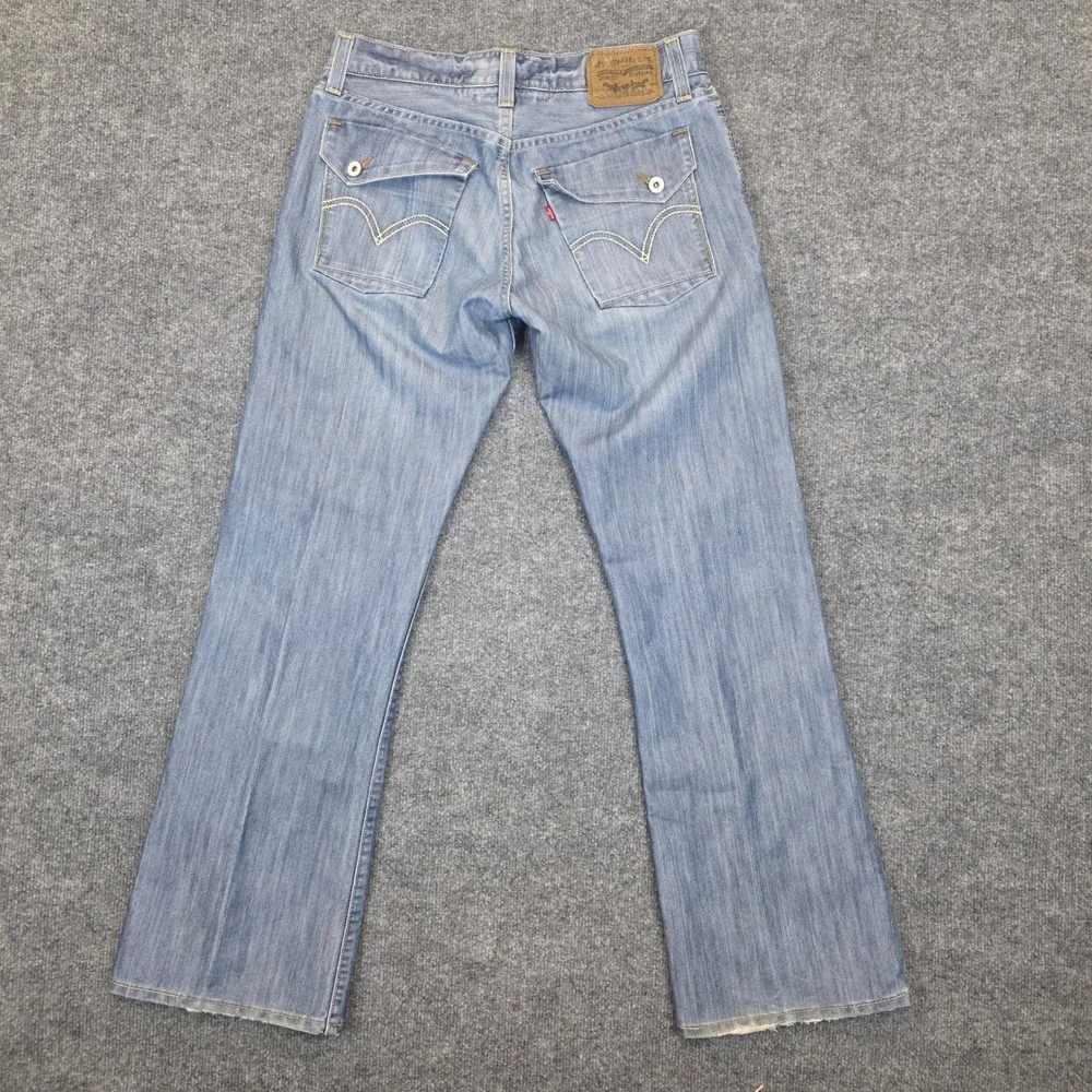VTG Levis 527 Jeans Mens 32x32 Blue Denim Low Boot Cut  Flap Pocket Grunge Y2K